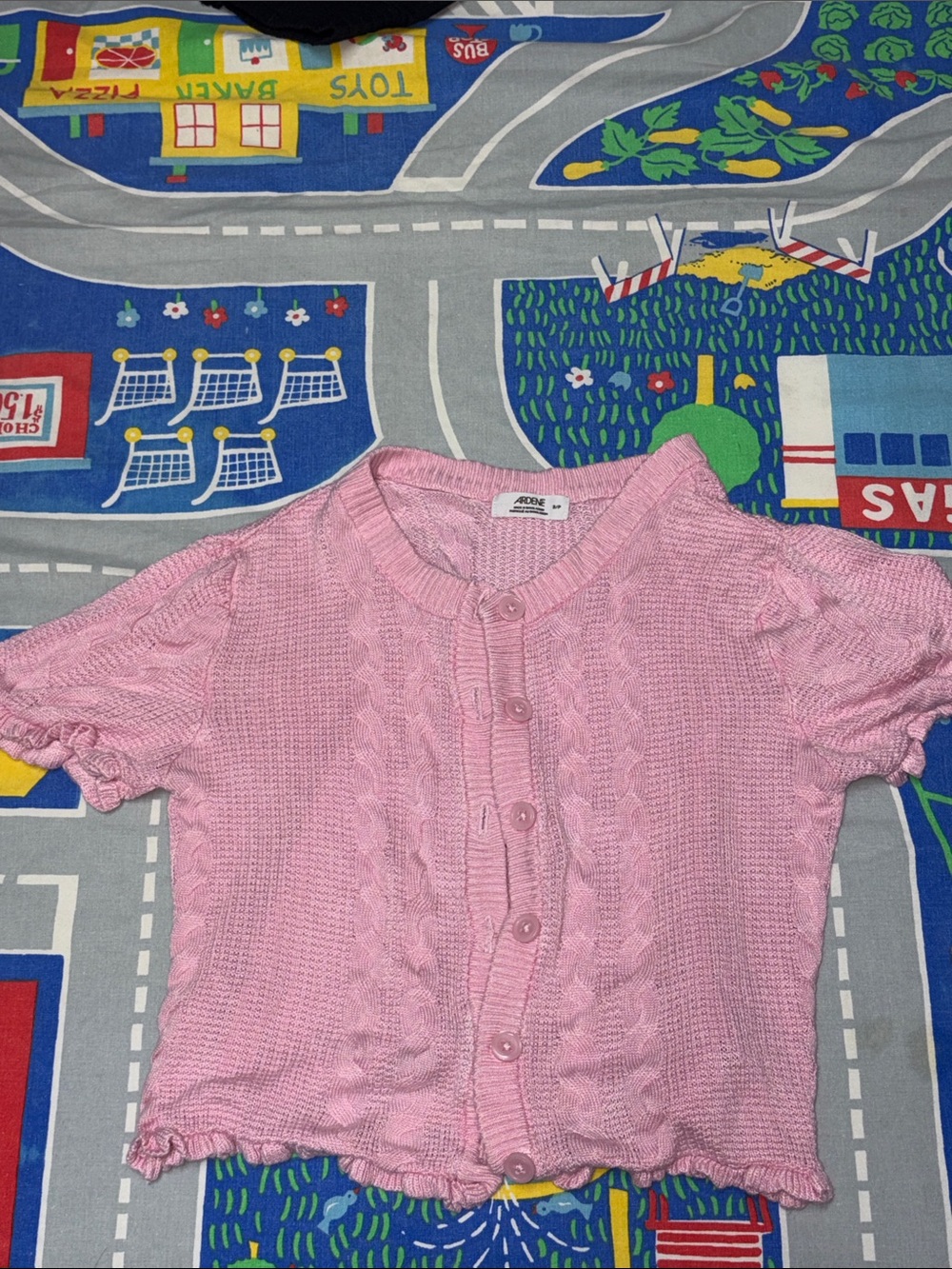 Ardene light pink short sleeve cardigan